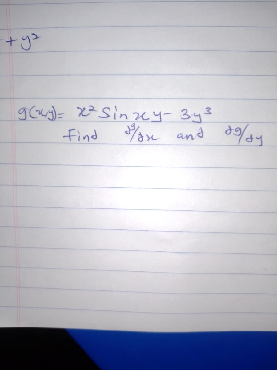 gcu)= x?nつくyー3y
find
/3x and dy
