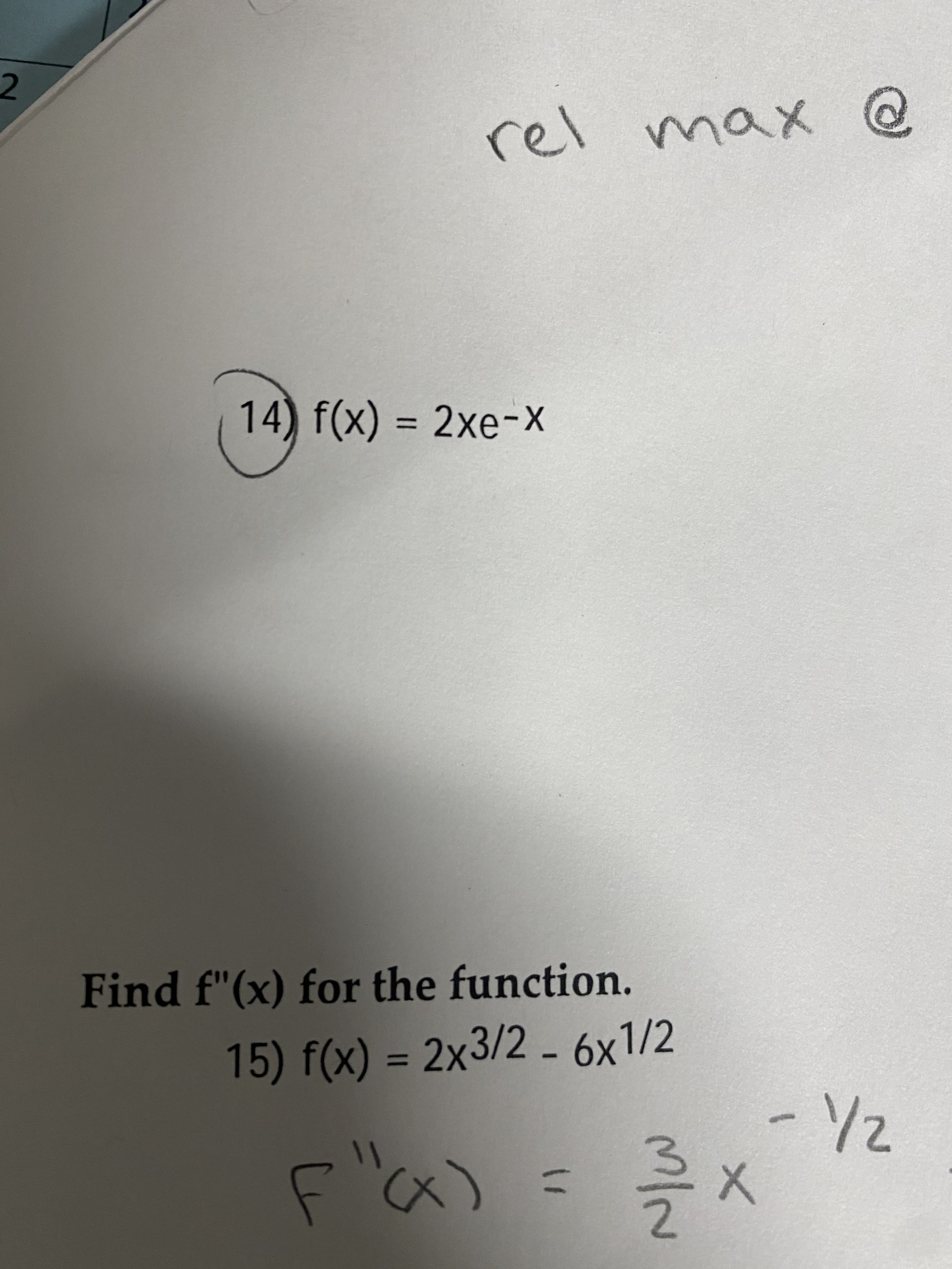 14) f(x) = 2xe-X
%3D
