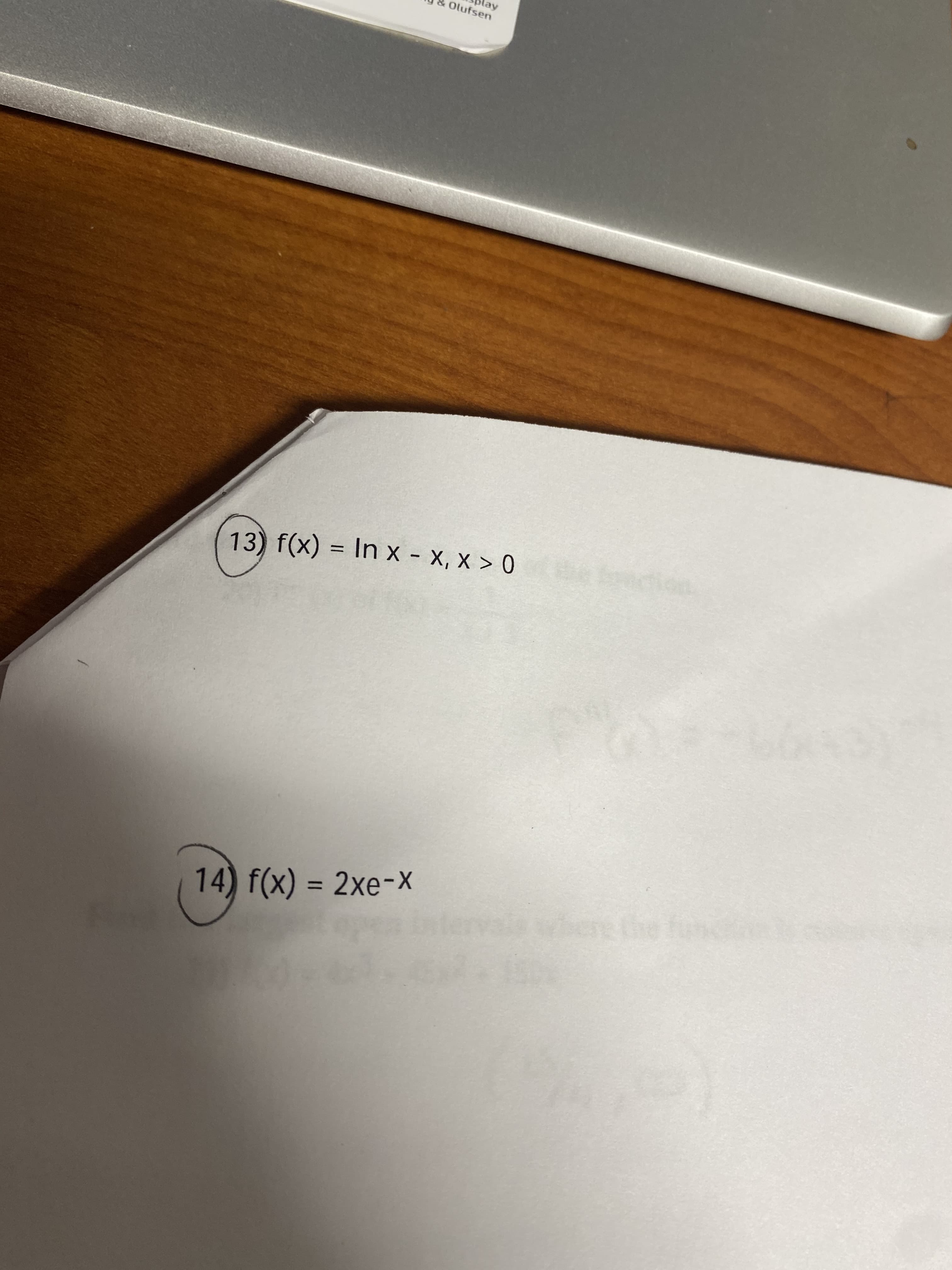 13) f(x) = In x - X, x > 0
%3D
