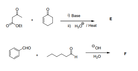 i) Base
E
+
OEt
ii) H,o° / Heat
CHO
e OH
F
H.
H20
