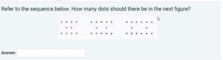 Refer to the sequence below. How many dots should there be in the next figure?
Answer: