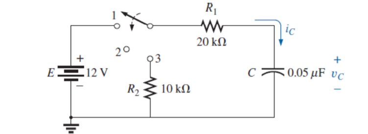 R1
ic
20 kM
20
+
+
E12 V
C
0.05 µF vc
R2 3 10 kN
