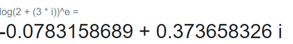 log(2 + (3 * i))^e =
-0.0783158689 + 0.373658326 i
