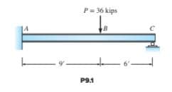 P = 36 kips
P9.1
