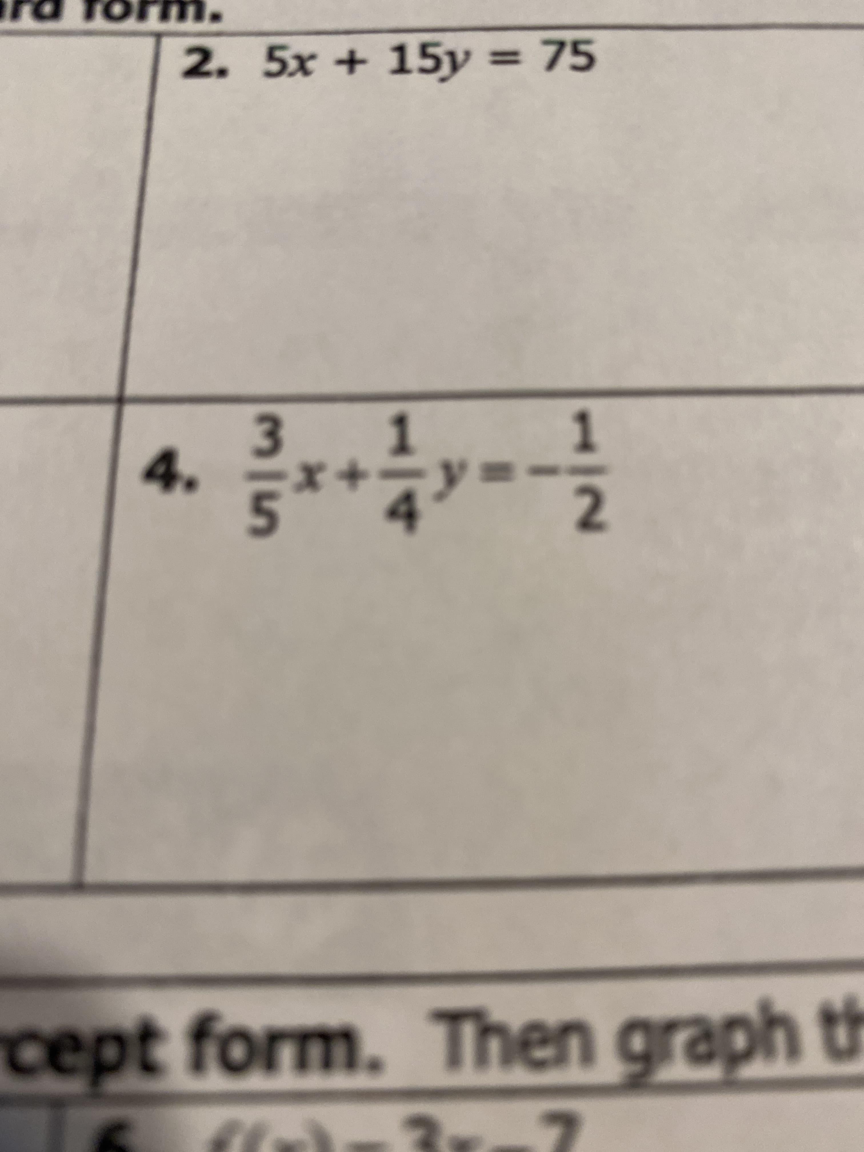 2. 5x + 15y = 75
%3D
1
4.
4.
