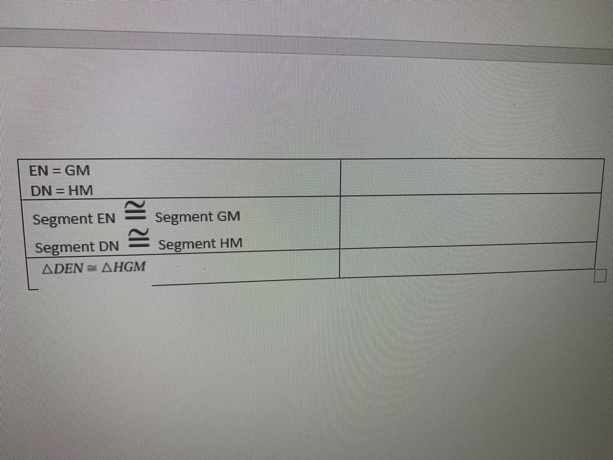 EN =
=GM
DN = HM
Segment EN
Segment GM
Segment DN
Segment HM
ADEN
AHGM
