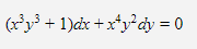 (x*y³ + 1)cx +x*y²cy = 0
%3D
