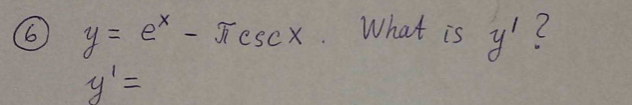 e - Tesex. What is y'?
y'=
9.
%3D
