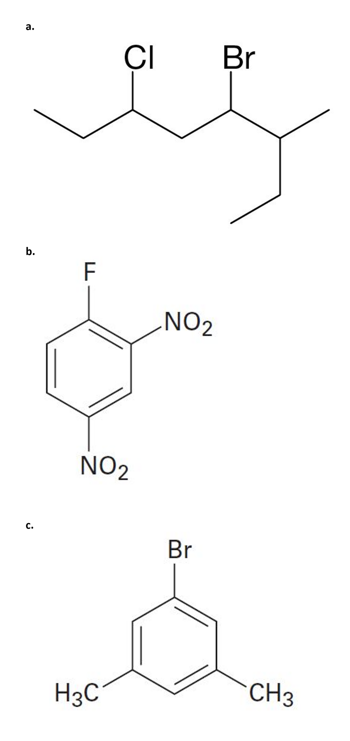 а.
CI Br
b.
F
NO2
NO2
с.
Br
H3C
CH3
