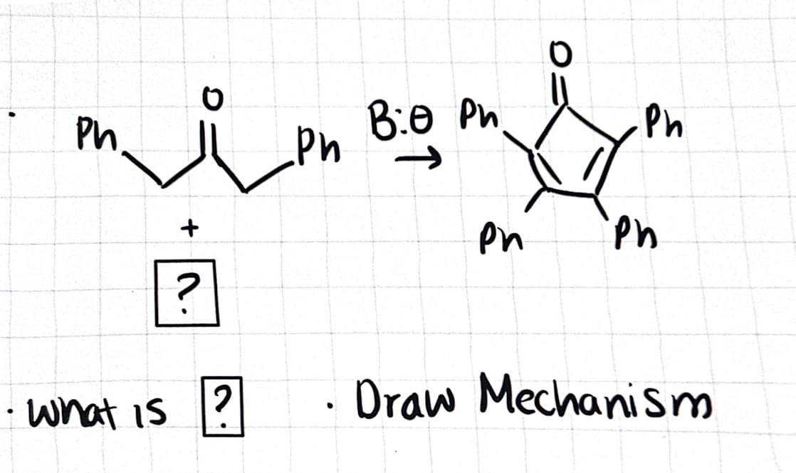 Ph
+
?
Ph.
B:0 Ph
0
Ph
Ph
Ph
What is ?
•
Draw Mechanism