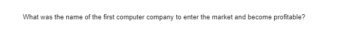 What was the name of the first computer company to enter the market and become profitable?