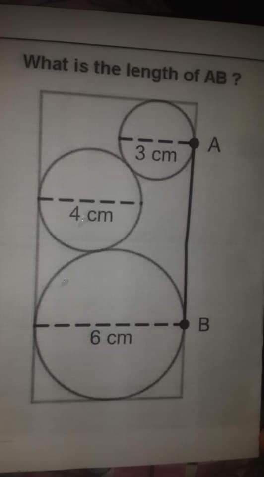 What is the length of AB ?
3 cm
4.cm
В
6 cm
