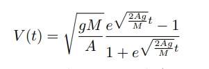 V(t) =
2 Agt
gM eV M
A
- 1
2Agt
1+e√24t
ev M