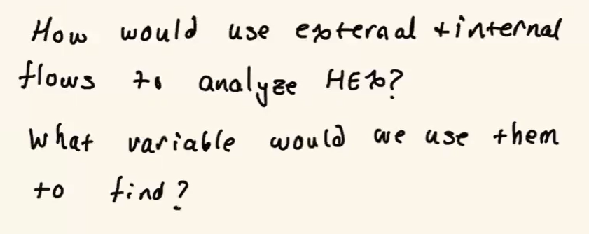 How would use eptera al +internal
flows
to
analyze HEb?
what variable would we use them
to
find?
