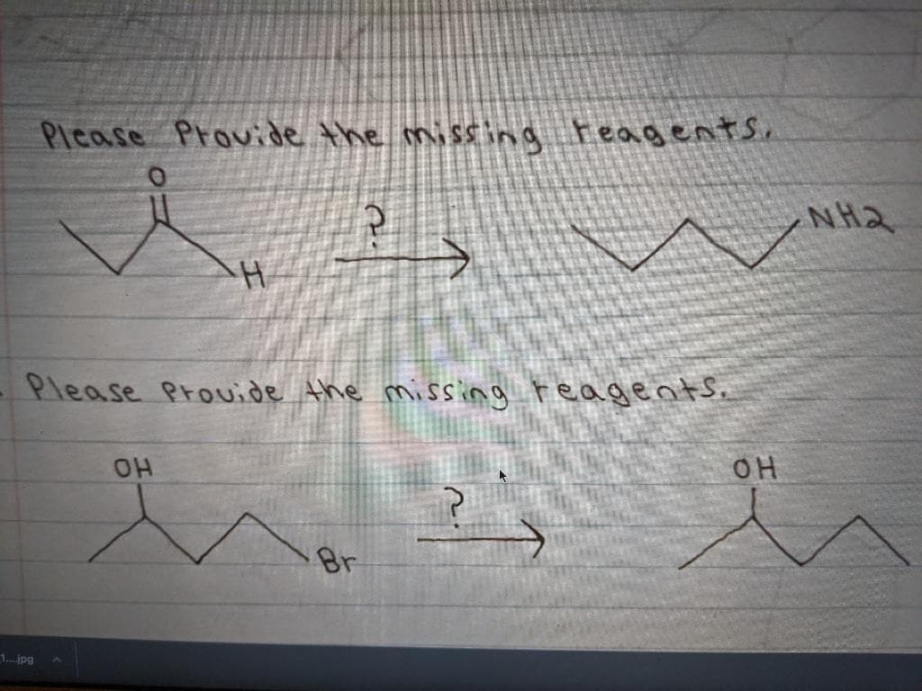 Please Prouide the mising Feagents,
Please Provide the missing reagents.
OH
Br
1..ipg
