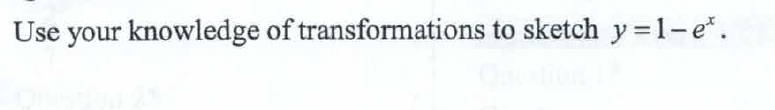 Use your knowledge of transformations to sketch y =1-e.
