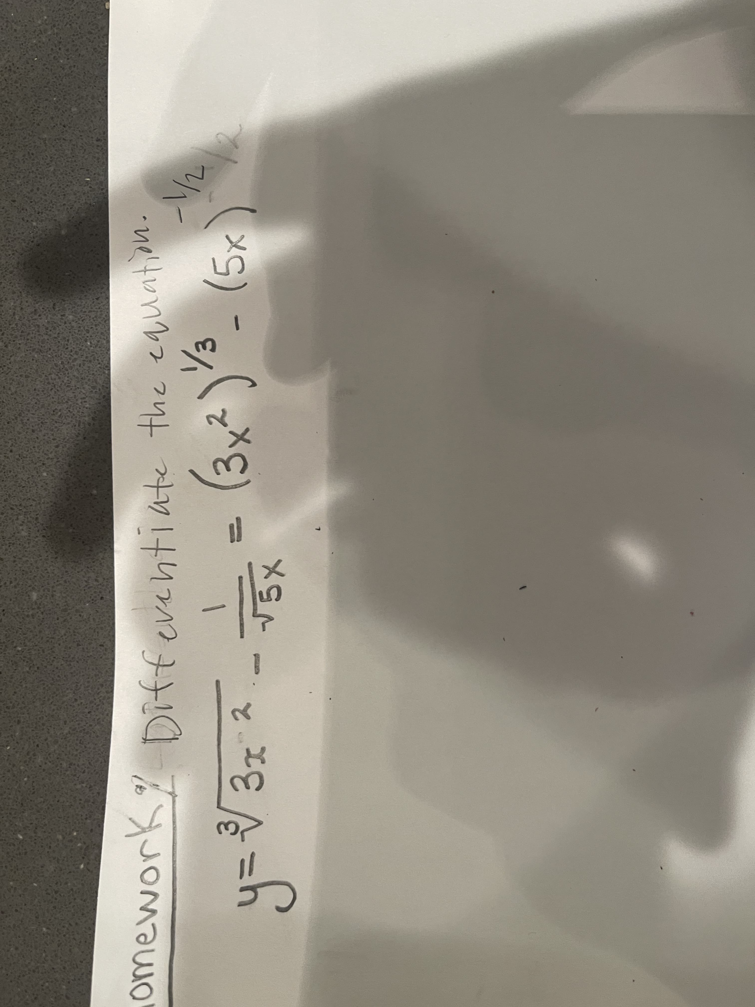 5x
3x2
(3x²)'
ework Diffeventiate the equntion.
/3
