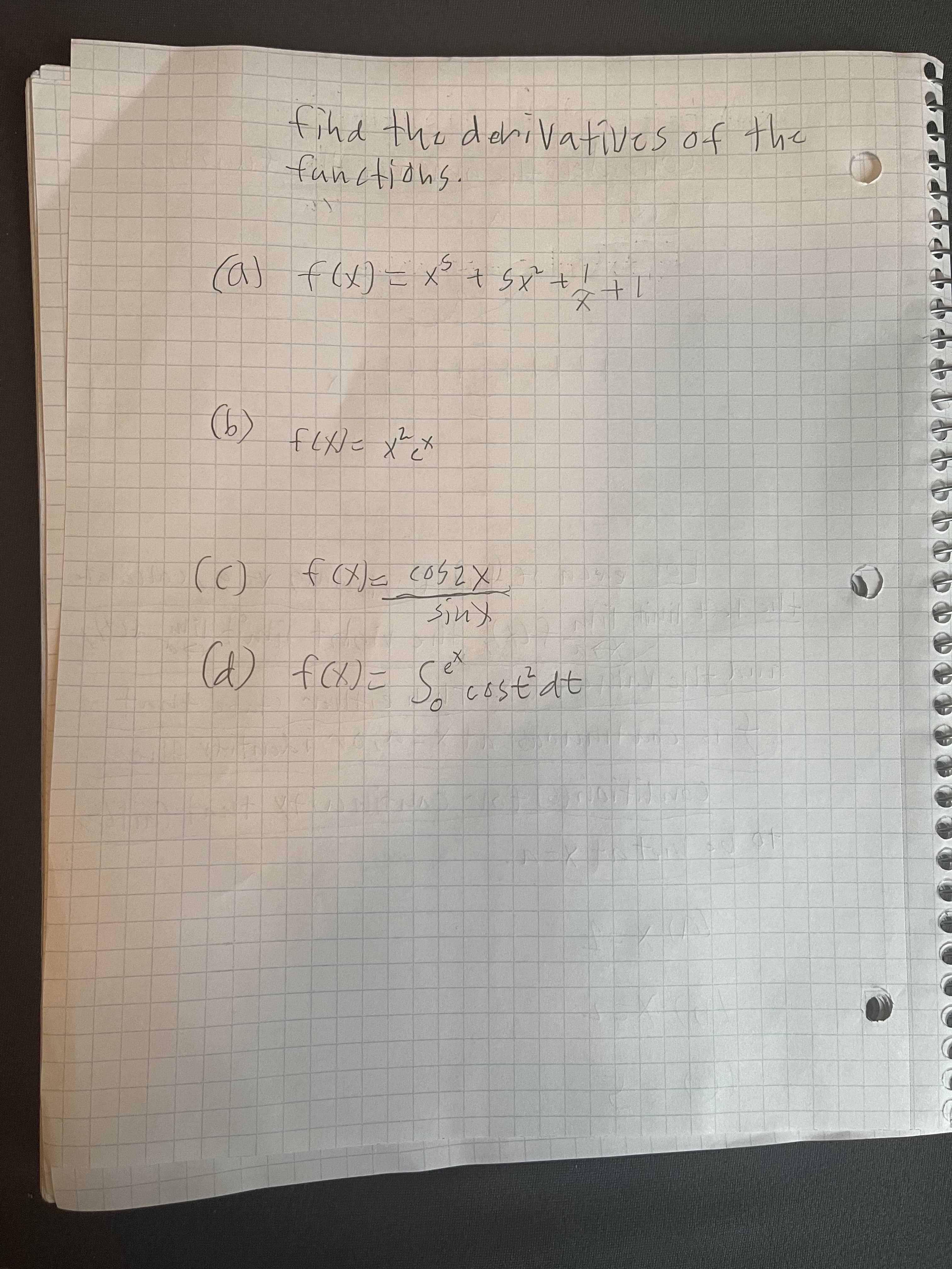 fihd the deriVatives of the
functions.
(a) f)=メ+ 5x +
