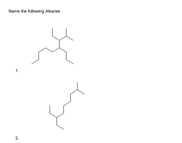 Name the following Alkanes
1.
2.