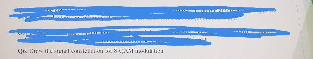 TAY --
Uu am r
uben the tallowm
EER I BII
VII.RI
Q6. Draw the signal constellation for 8-QAM modulation
