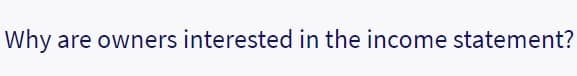Why are owners interested in the income statement?