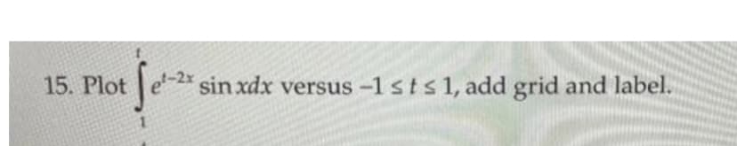 15. Plot
Set-zx
sin xdx versus -1 st ≤ 1, add grid and label.