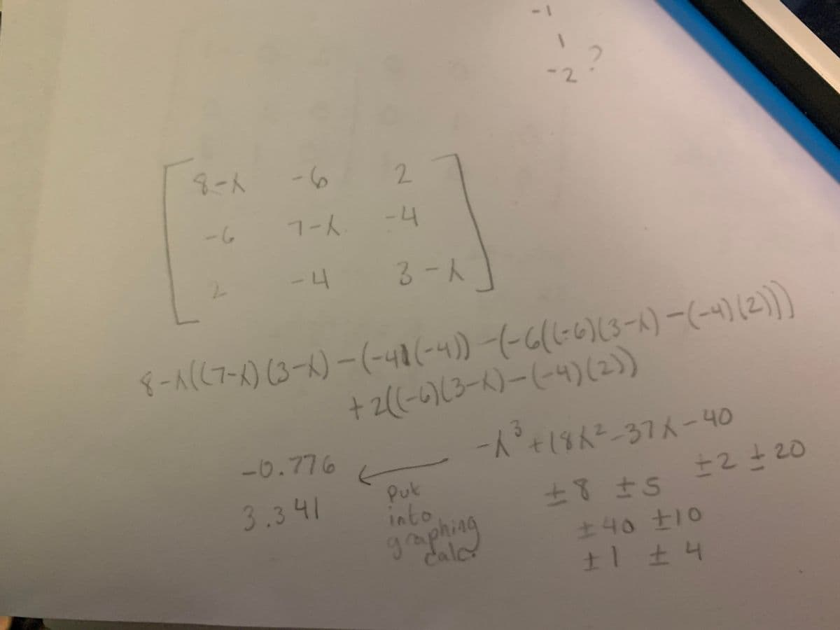 -1
-2
3ー人
-6
2.
-6
7ーム
-4
-4
3-人
{ー人(し7ー人) (3-人)- (-41(-4) -(-6(66)13-人)-(-)2))
+2(1-)13-人)-(-4)(2)
ー人そはんきー37人-40
3.
-0.776
+2+20
Puk
into
gaphing
3.3 41
士了 ±S
土40 土10
土1 土4
dalor
