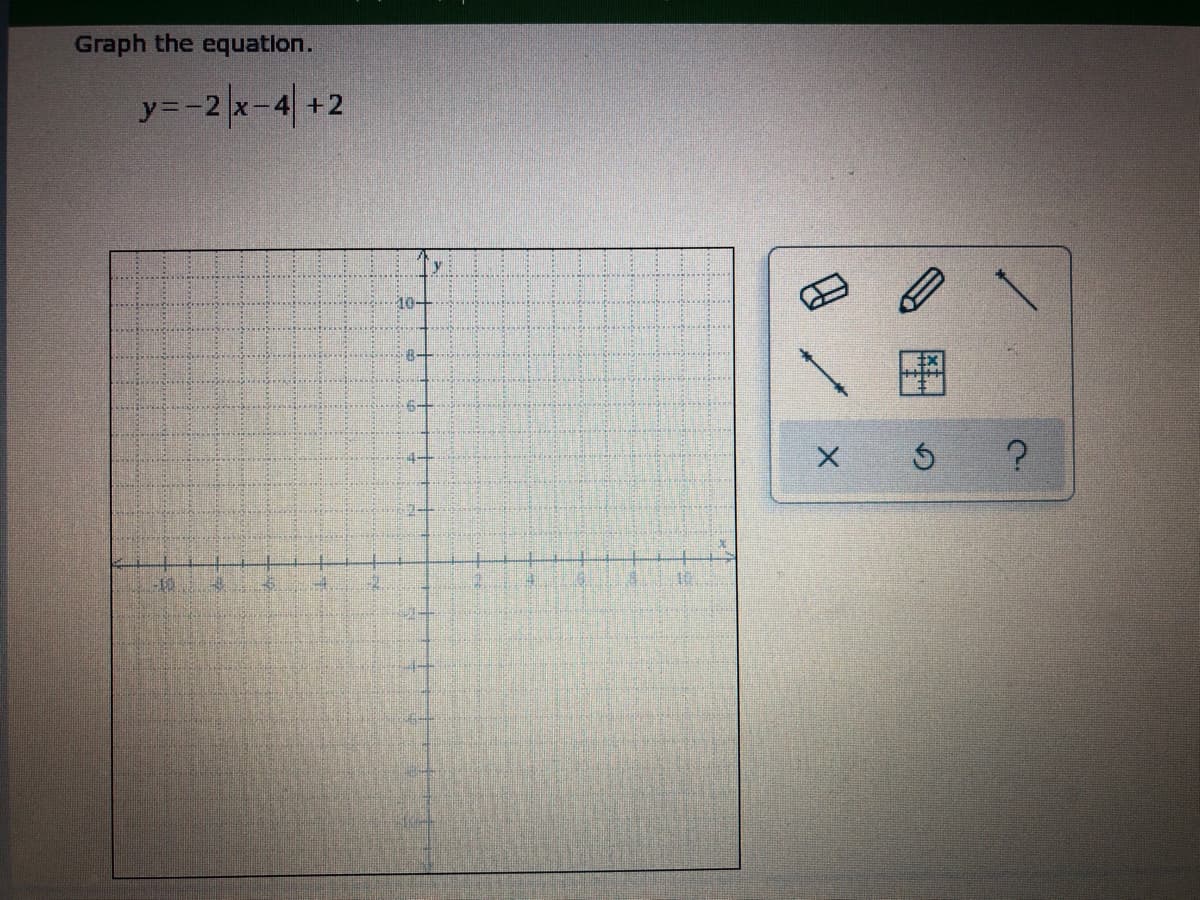 Graph the equation.
y=-2 x-4 +2
