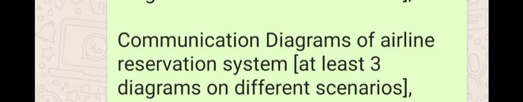 Communication Diagrams of airline
reservation system [at least 3
diagrams on different scenarios],
