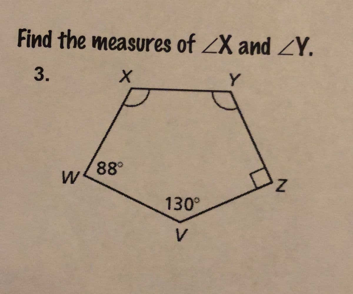 Find the measures of ZX and ZY.
3.
Y
88°
130°
