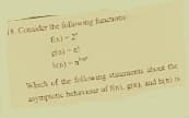 8. Consder the fallowng fecTon
gla-e
in) -
Which ef the folkwng staicacets about the
asymptetic behavut of fin), pn and bins
