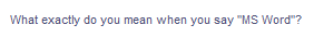 What exactly do you mean when you say "MS Word"?