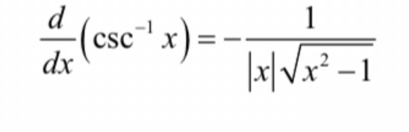 d
1
-1
csc
dx
x² – 1
