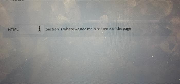 HTML
Section is where we add main contents of the page
