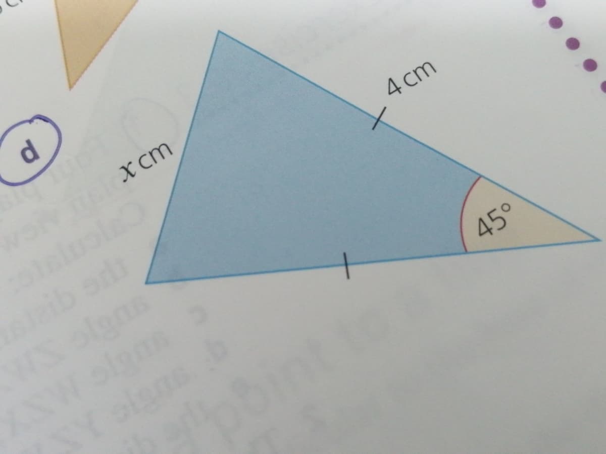 d
X cm
4 cm
aib od
WS olgna
SW olgas
SY olans b
45°
point te
450
