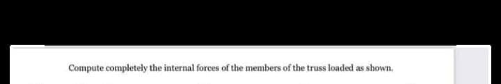 Compute completely the internal forces of the members of the truss loaded as shown.
