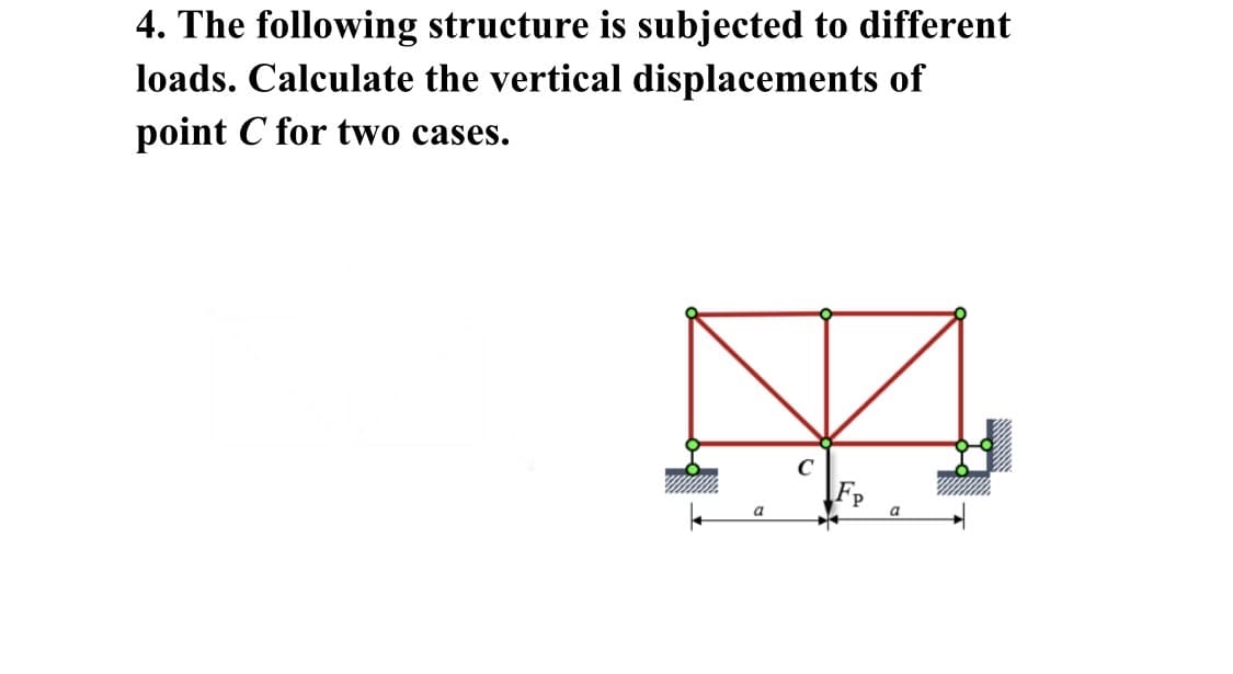 4. The following structure is subjected to different
loads. Calculate the vertical displacements of
point C for two cases.
FP
