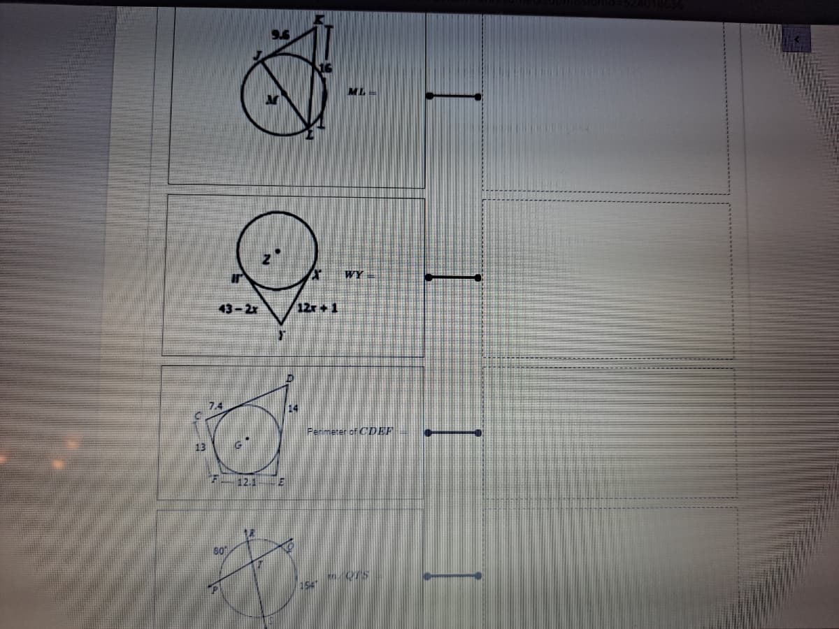 9.6
WY
43-2x
12r +1
14
Perimeter of CDEF
13
F–12.1 E
154
