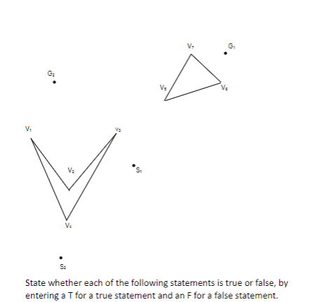 V₁₂
G₂
V₂
S
S₁
V₂
V₂
G₁
V₂
Sa
State whether each of the following statements is true or false, by
entering a T for a true statement and an F for a false statement.