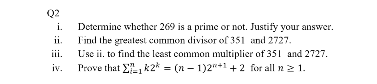 Prove that E, k2k = (n – 1)2"+1 + 2 for all n > 1.
i=1
