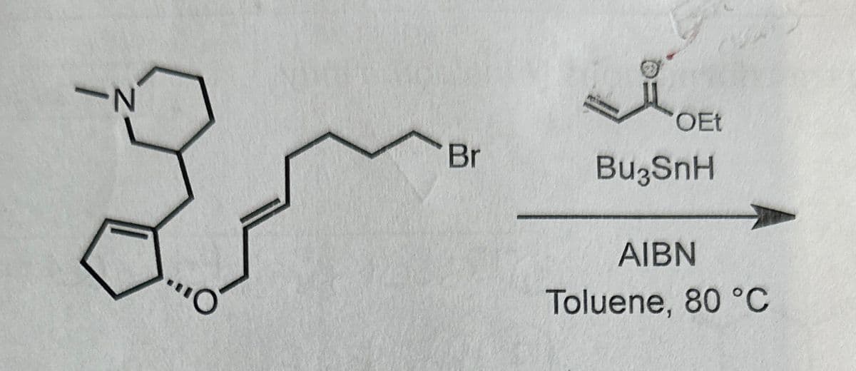 N
Br
OEt
Bu3SnH
AIBN
Toluene, 80 °C