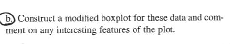 b. Construct a modified boxplot for these data and com-
ment on any interesting features of the plot.
