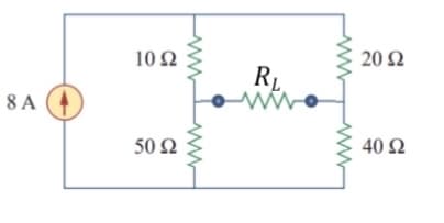 8 Α
10 Ω
50 Ω
R₁.
Μ
W
20 Ω
40 Ω