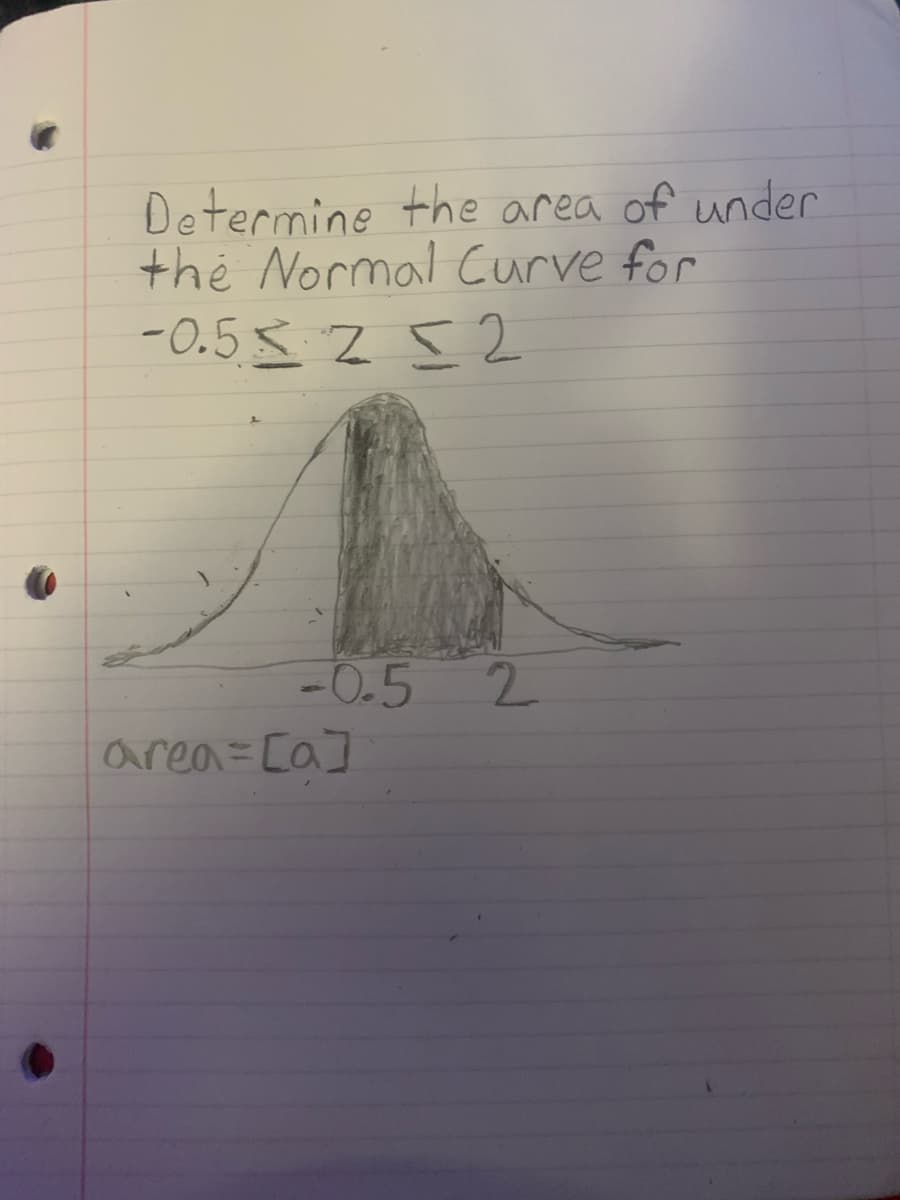 Determine the area of under
the Normal Curve for
-0.55252
-0.5
2
area=[a]