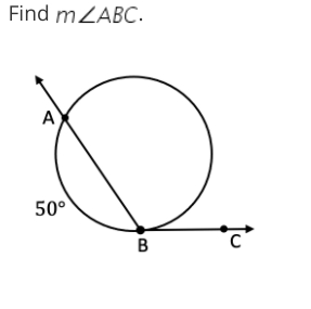 Find mZABC.
A
50°
B
