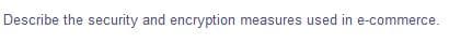 Describe the security and encryption measures used in e-commerce.
