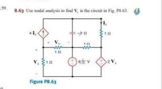 8.63 Use nodal analysis to find V, in the circuit in Fig. Ps.63.
41,
Figure P8.63
