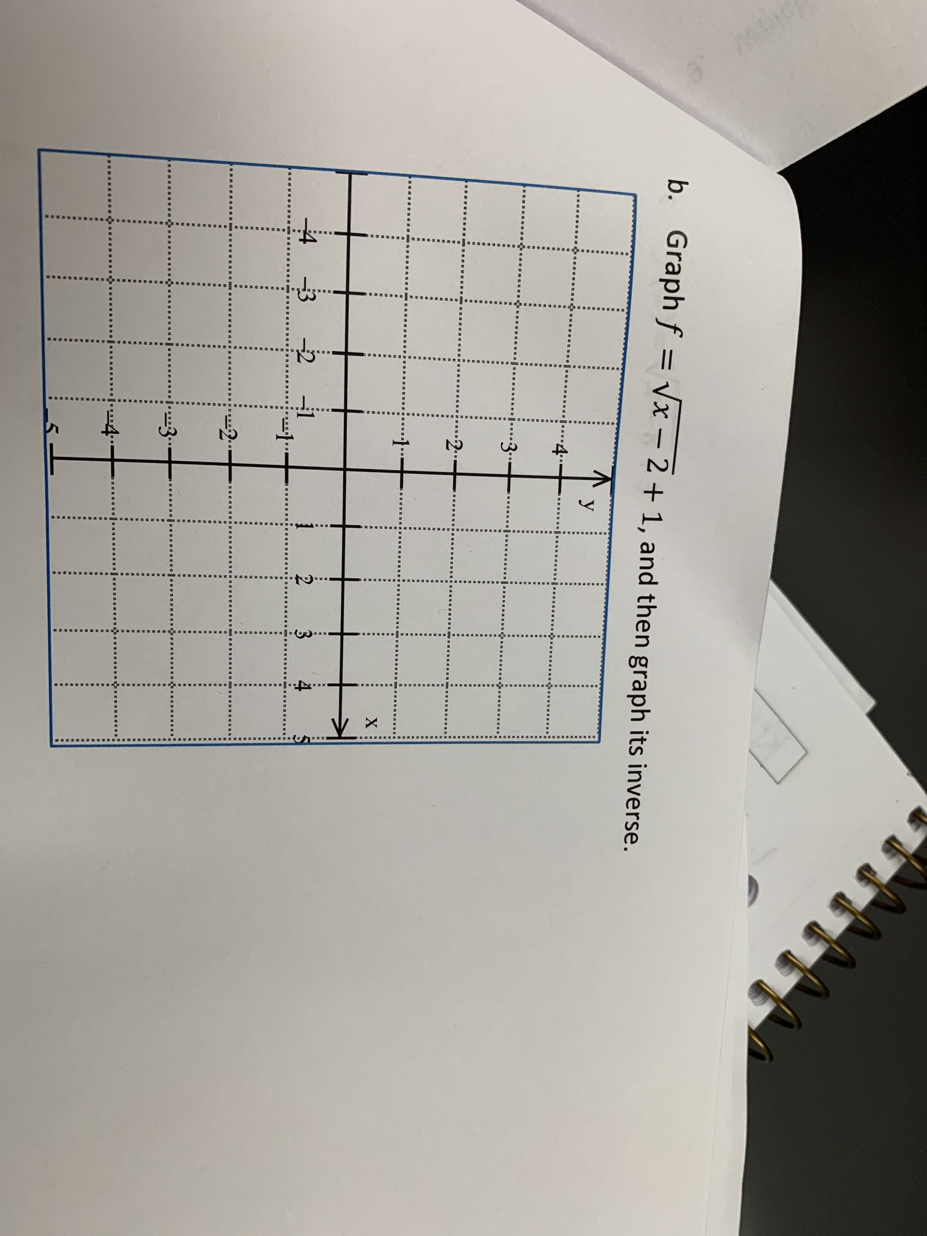 b.
Graph f = Vx - 2 + 1, and then graph its inverse.
y
4
2
X
-1
-3
4¢
