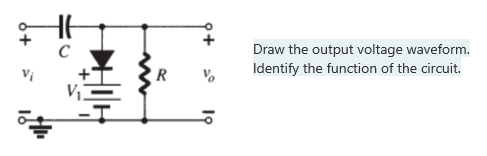 Vi
C
R
Draw the output voltage waveform.
Identify the function of the circuit.