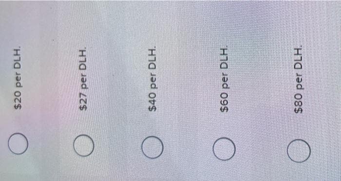O
O
O
O
O
$20 per DLH.
$27 per DLH.
$40 per DLH.
$60 per DLH.
$80 per DLH.